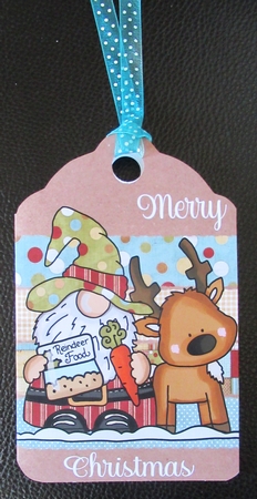 Christmas Gnome Tag Shaped Card by Davina Rundle