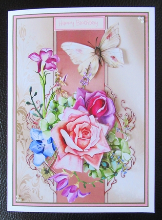 Mixed flowers and butterfly A5 by Davina Rundle