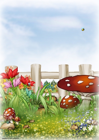 Mushroom Garden Scene by Davina Rundle