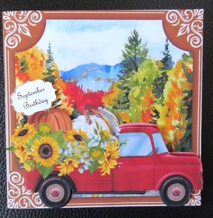 Red Autumn/Fall truck card front by Davina Rundle