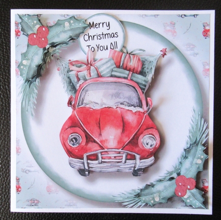 Christmas Wheels - Red Car Front by Davina Rundle