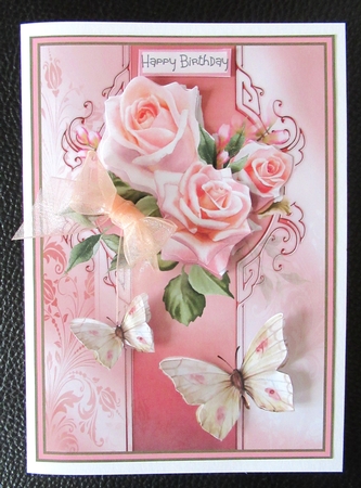 Pink rose and butterfly A5 by Davina Rundle