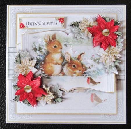 Winter Rabbits and Robin Open Book by Davina Rundle
