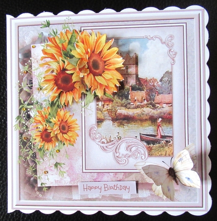Sunflowers and the river 7x7 by Davina Rundle