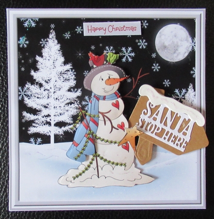 Snowman, robin and star 7x7 by Davina Rundle