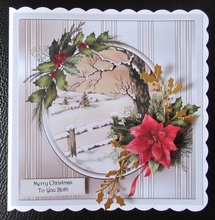 Countryside and poinsettia 7x7 by Davina Rundle