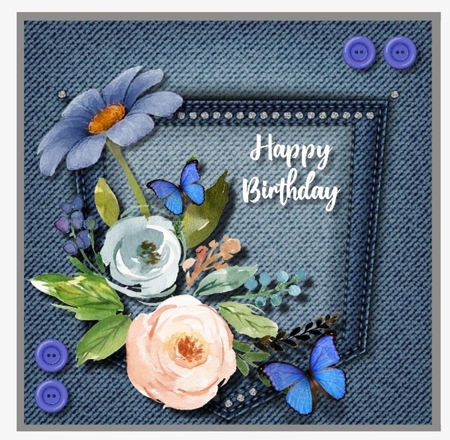 Floral Denim Pocket by Davina Rundle