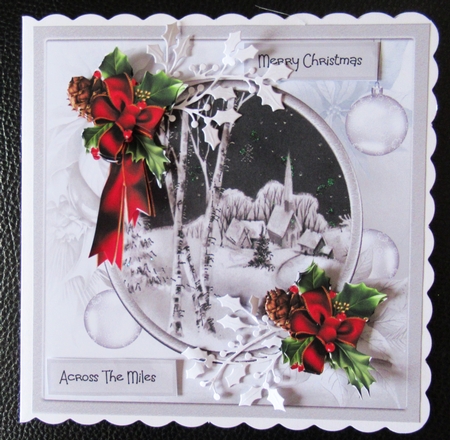 Snow hamlet and holly 7x7 by Davina Rundle