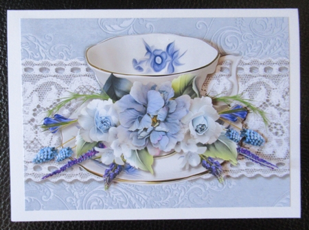 Quick Card A5 Vintage Roses Tea Time by Davina Rundle