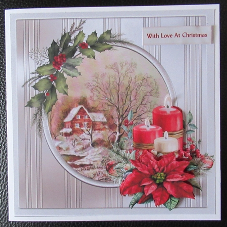 Candles and poinsettia 7x7 by Davina Rundle