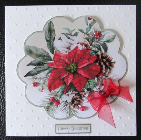Poinsettia and holly scallop card by Davina Rundle