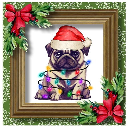 Santas Little Helper - pug by Davina Rundle
