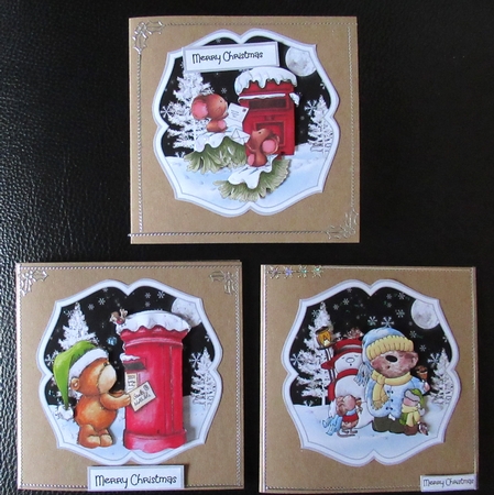 Mice, bears, snowman and post box toppers by Davina Rundle