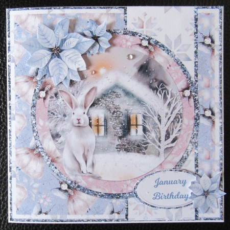 Snowy Village 3: Snowy Cottage & White Hare 7 x 7 Card Mini Kit, 7 Sheets by Davina Rundle