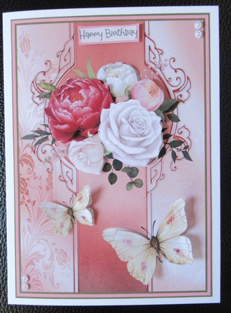Peony and butterfly A5  by Davina Rundle