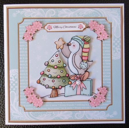 Cute Penguin Decorating The Christmas Tree  by Davina Rundle