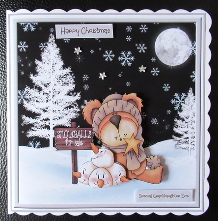 Bear has snowballs for sale 7x7 by Davina Rundle