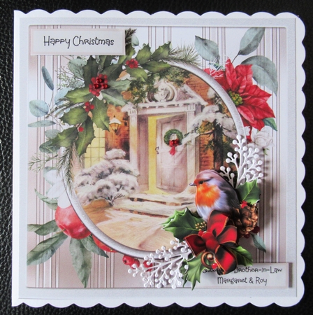 Christmas door and robin 7x7 by Davina Rundle