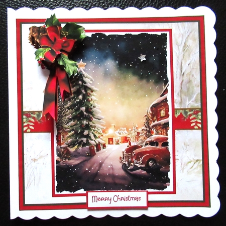 Christmas eve and holly and berries 7x7 by Davina Rundle