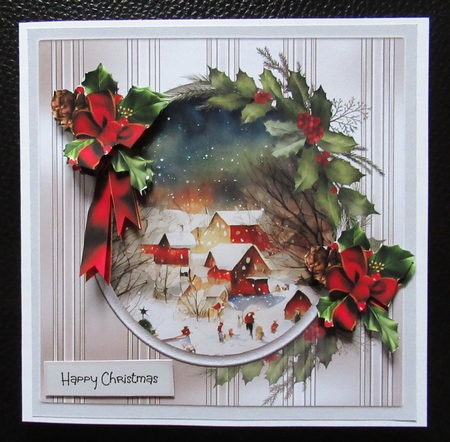 Village and holly Christmas 7x7 by Davina Rundle