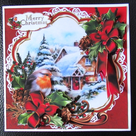 8x8 Christmas Robin with scene mini kit by Davina Rundle