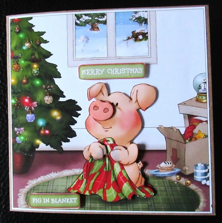 Pigs in Blankets Truffle 8x8 Quick Card by Davina Rundle