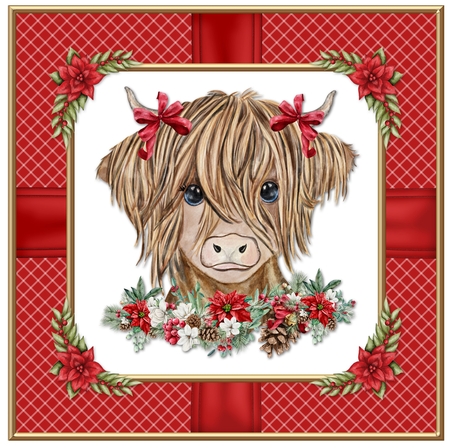Highland Cow Holiday Topper by Davina Rundle