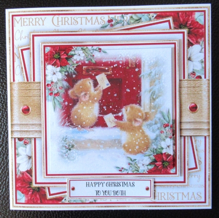 Christmas Animals Mice Posting a Card 7x7 inch by Davina Rundle