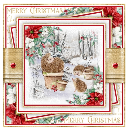 Hedgehog Christmas 7x7 inch No.2 by Davina Rundle