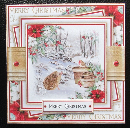 Hedgehog Christmas 7x7 inch No.3 by Davina Rundle