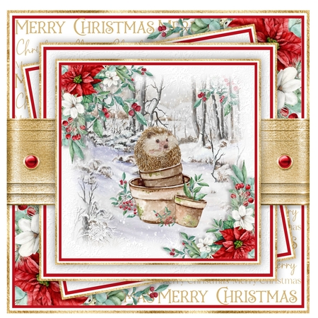 Hedgehog Christmas 7x7 inch No.5 by Davina Rundle