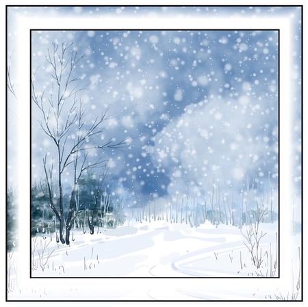 Simple Winter Landscape 2 (christmas or birthday) by Davina Rundle