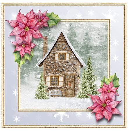 8x8 Cute Christmas Hut Quick Card  by Davina Rundle