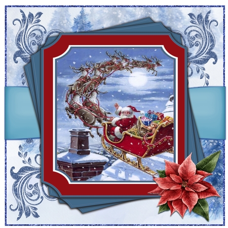 Santa and Sleigh 7 x 7 Card by Davina Rundle
