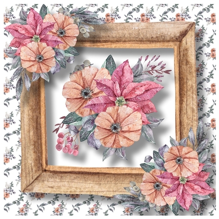 Christmas Bouquet With Wooden Frame 2 by Davina Rundle