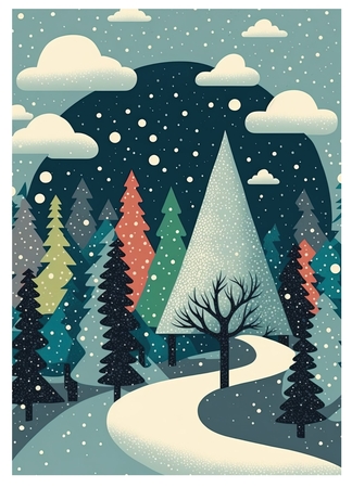 Whimsical woodland snow scene by Davina Rundle