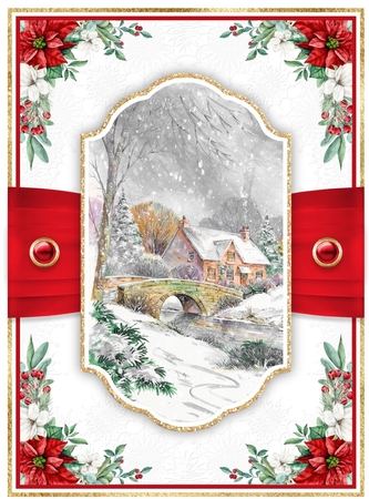 Christmas Cottage 7.5x5.5 inch No.3 by Davina Rundle