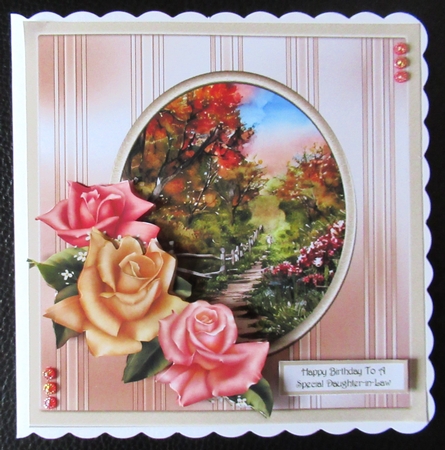 Winding country road and roses 7x7 by Davina Rundle
