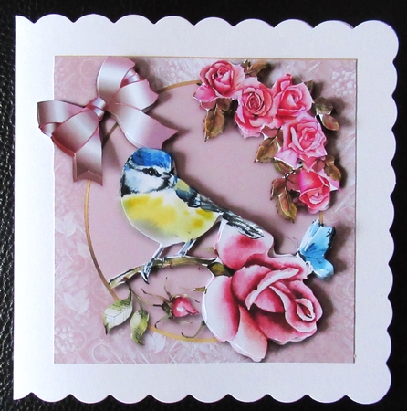 Bird with flowers 3- Blank Card, suitable for many different occasions.  - Tent Card by Davina Rundle