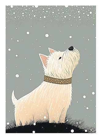 West highland terrier looking up at the snow by Davina Rundle
