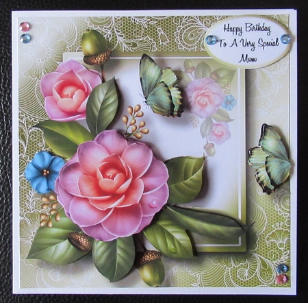 Lovely Lace Back Camellias & Butterflies by Davina Rundle