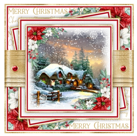 Winter Cottage at Night 7x7 inch No.3 by Davina Rundle