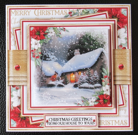 Winter Cottage at Night 7x7 inch No.4 by Davina Rundle