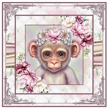 Cute Floral Monkey Mini Page Kit by Davina Rundle