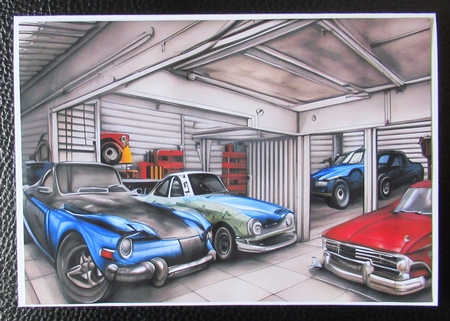 In the garage by Davina Rundle