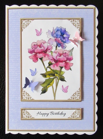 Lovely Watercolor Peonies Birthday Topper by Davina Rundle