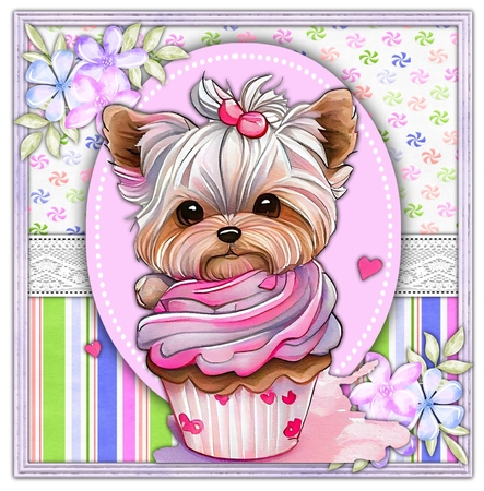 8x8 Mini Kit, Yorkies Cupcake Time 2 by Davina Rundle