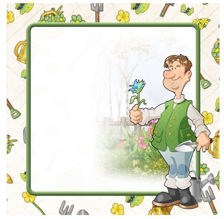 Gardening Dude 3 8x8 Quick Card Insert by Davina Rundle