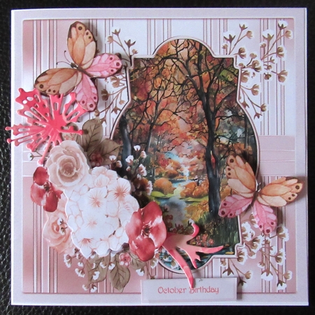 Mixed flowers and butterfly 7x7 by Davina Rundle