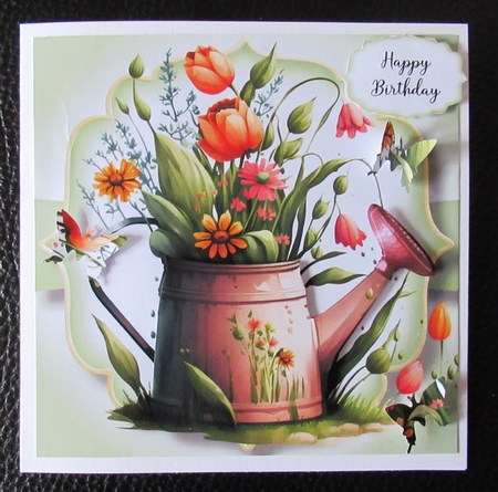 Simple Watercolour Floral Watering Can 10 by Davina Rundle